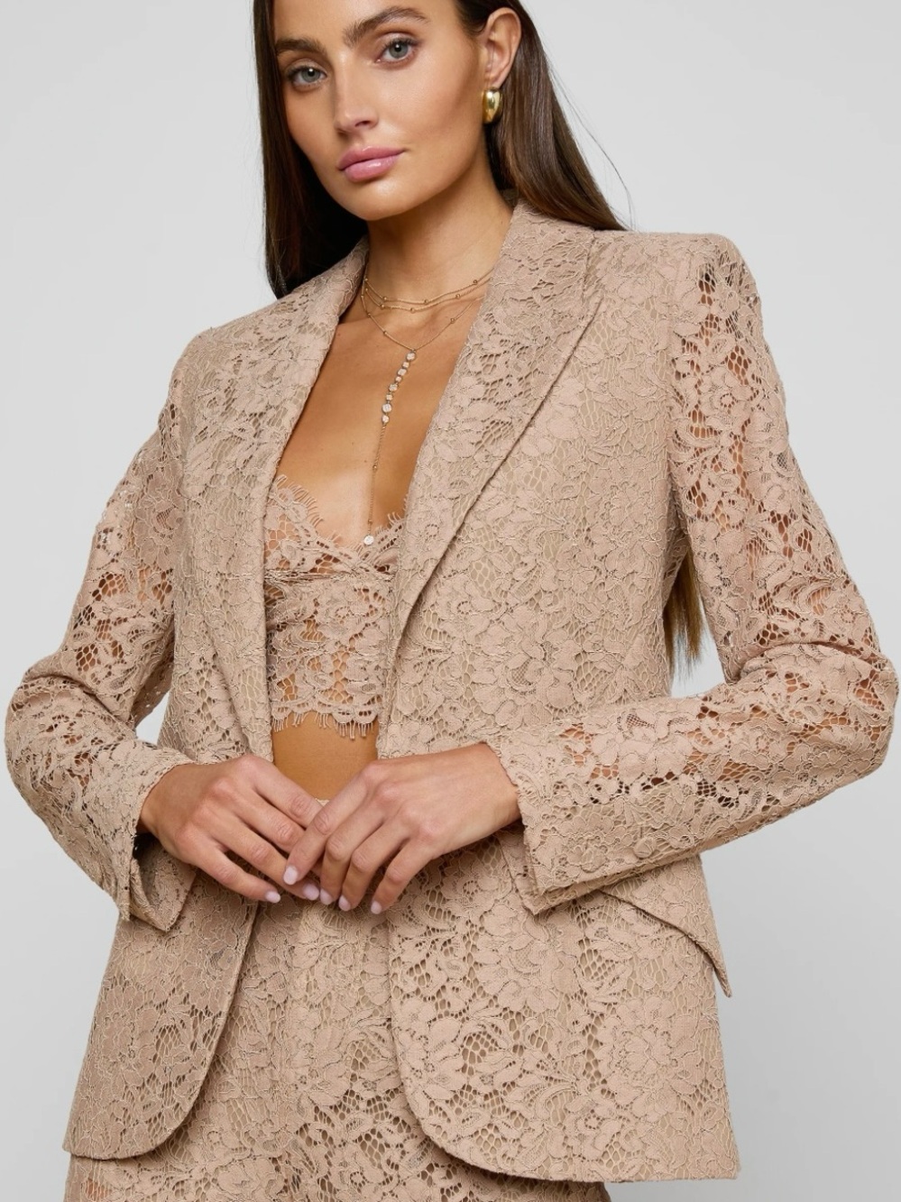 The Limited Taupe Lace Blazer - Women's Suit Jacket
